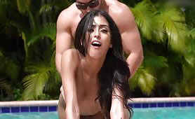 Latina Babe Sophia Leone Hardcore Fucking Behind in the Pool 